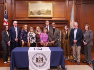 2025 Outstanding Service Award Recipients, DV Intervention Providers from Child, Inc., with DVCC Chairs, Governor Meyer, AG Jennings, and Rep. Griffith